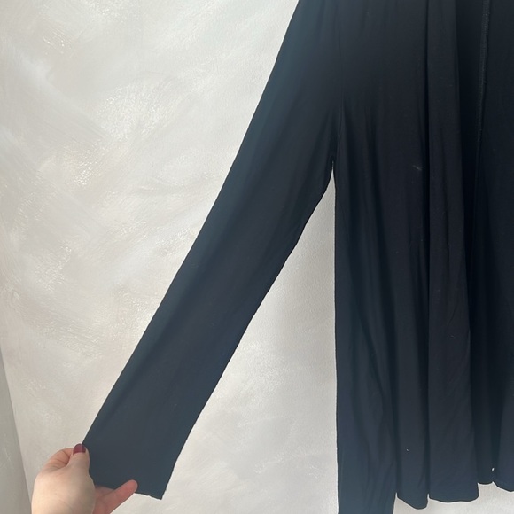 Eileen Fisher black long sleeve longer tunic length open front cardigan small - Picture 6 of 8